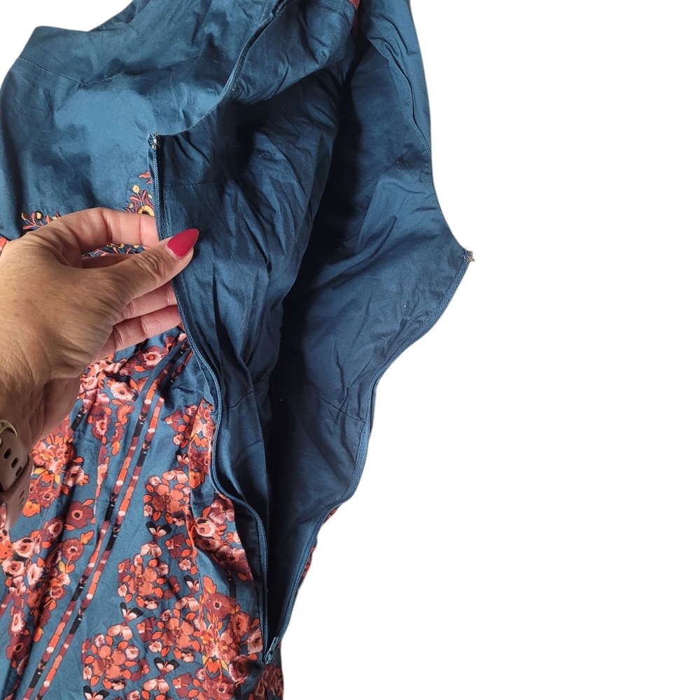 Modcloth Teal and Red Floral Dress - Picture 7 of 9